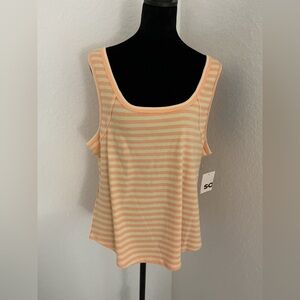 SO Ribbed Striped Tank Top | Peach & Cream | Juniors 2X new with tags